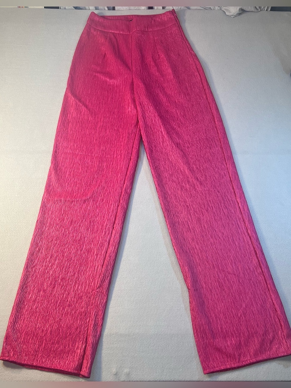 Nasty Gal crinkle bright pink trousers size 4